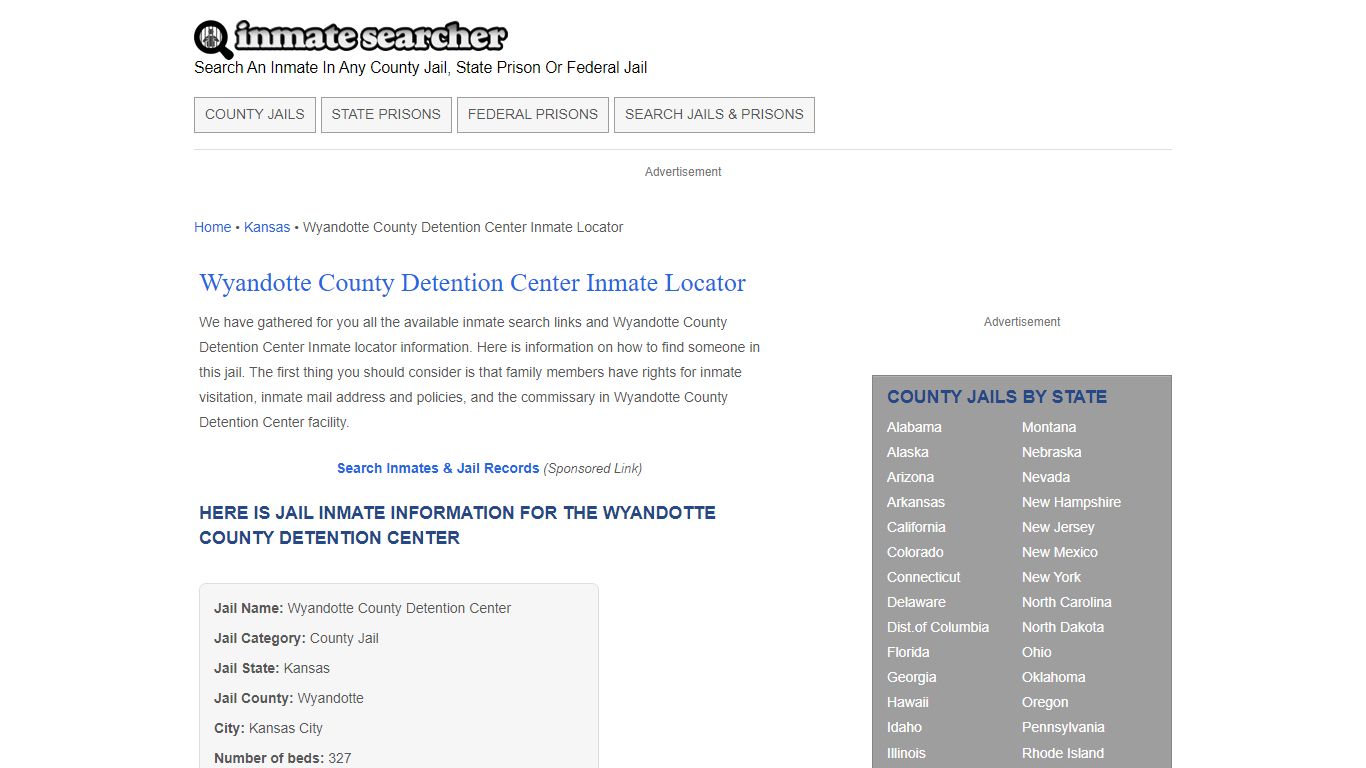Wyandotte County Detention Center Inmate Locator - Inmate Searcher