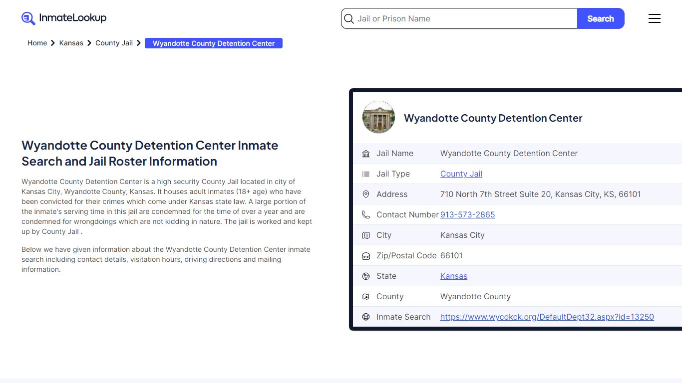 Wyandotte County Detention Center Inmate Search, Jail Roster, Bookings ...